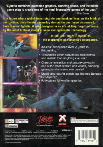 Cyberia (US) box cover back